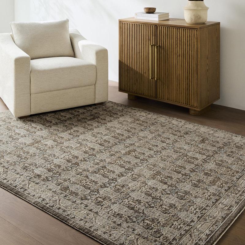 Moroccan Area Rug, Taupe/Brown/Grey, Rectangle 200 x 290 cm