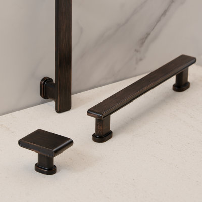New Collection Oil Rubbed Bronze Square Knobs With Round Pillar Base Vintage Brass  