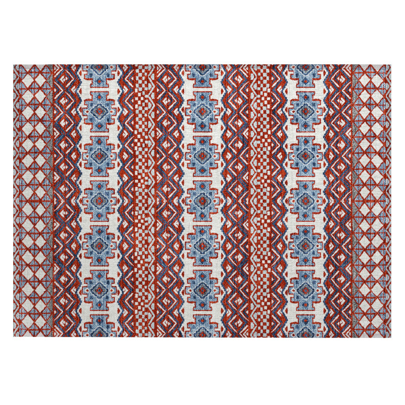 Machine Washable Indoor/Outdoor Chantille ACN2760 Striped Rug, 1'8" x 2'6", Red