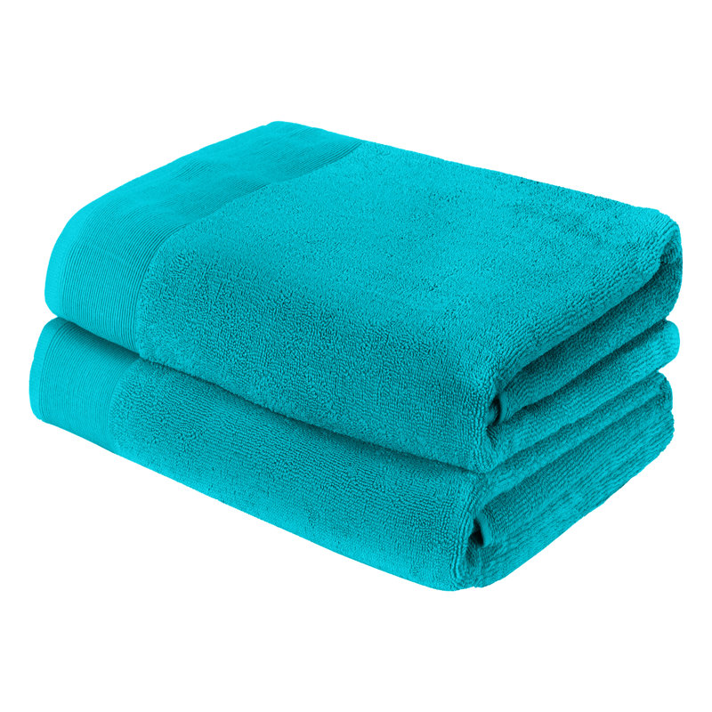 Ensemble de serviettes de bain 100% coton 2 pièces Harbison, Bleu glacier