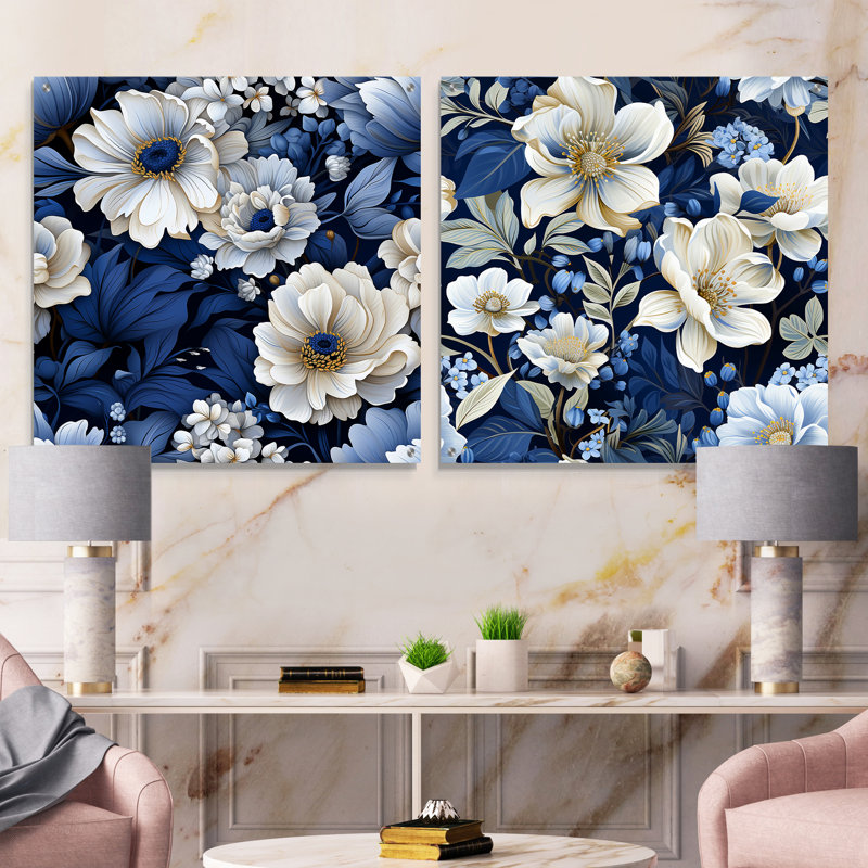 Ela - Ensemble de 2 art mural en verre acrylique, H 16 po x l 33 po