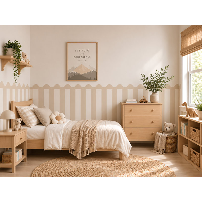 Adhésif décoratif demi-rayé beige 48 pouces de large, hauteur de 40 pouces, L 48 po x H 40 po, Beige