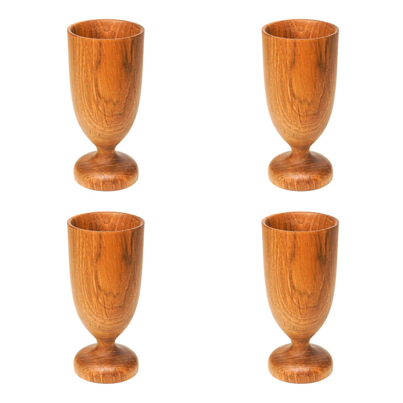 10 oz Verre à vin simple en bois de teck, 4
