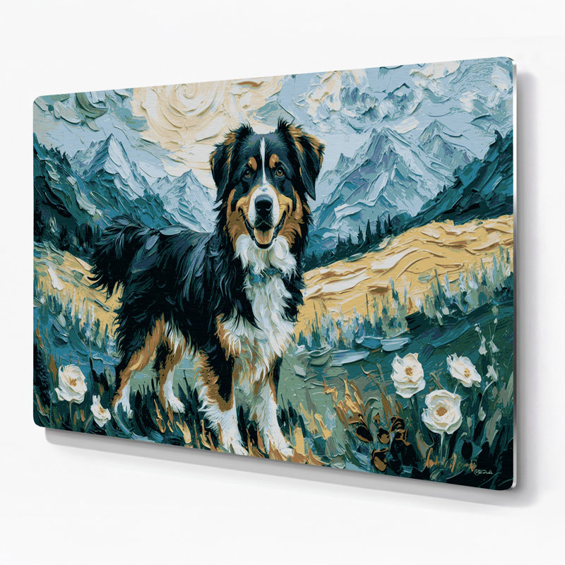 «Dogs Entlebucher Mountain Dog», art mural en métal vert, H 8 po x l 10 po