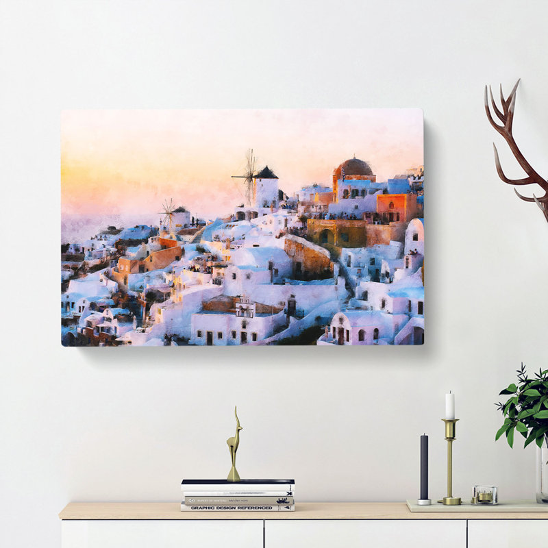 Oia Santorini Skyline In Greece - Wrapped Canvas, 50cm H x 76cm W x 3cm D