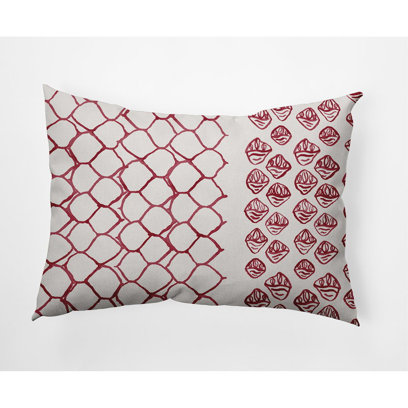 Geometric Lumbar Pillow, Red, Geometric 4