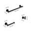 3-Piece Matte Black Bathroom Hardware Set, Towel Bar, Robe Hook & Toilet Paper Holder