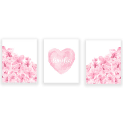 Daisy Flowers and Name Heart-Unframed Paper Prints