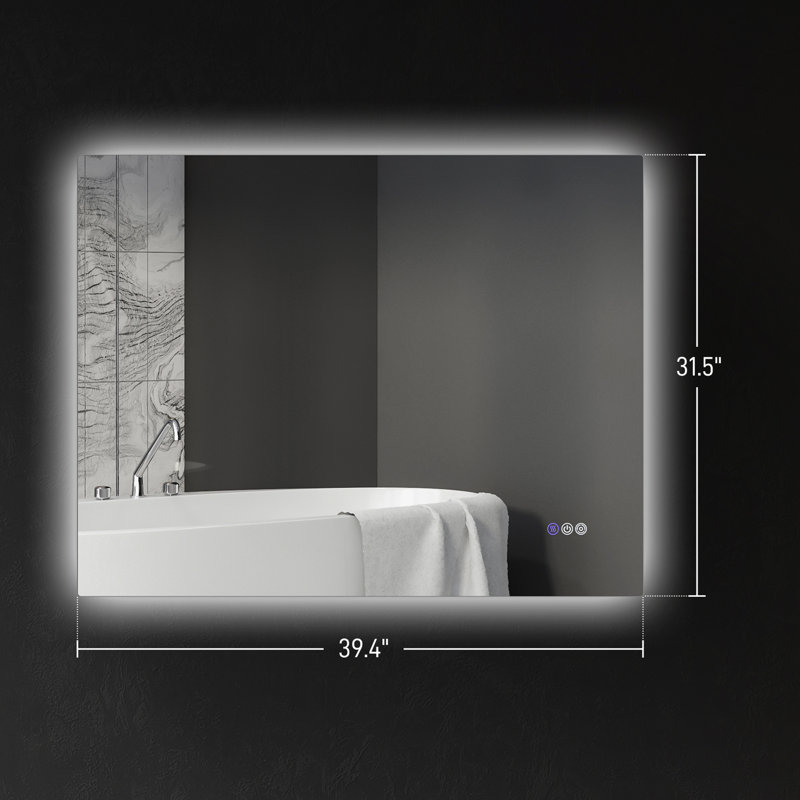 LED Bathroom Mirror with Lights, 39.4" x 31.5"
