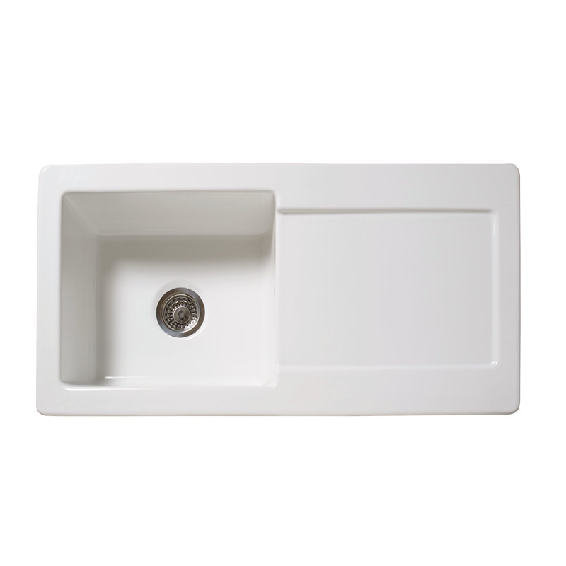 Évier en céramique à simple cuve avec égouttoir Rl504cw