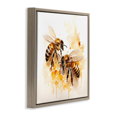 Art mural sur toile flottant, "Bee parler paire" par Petal Prints Design