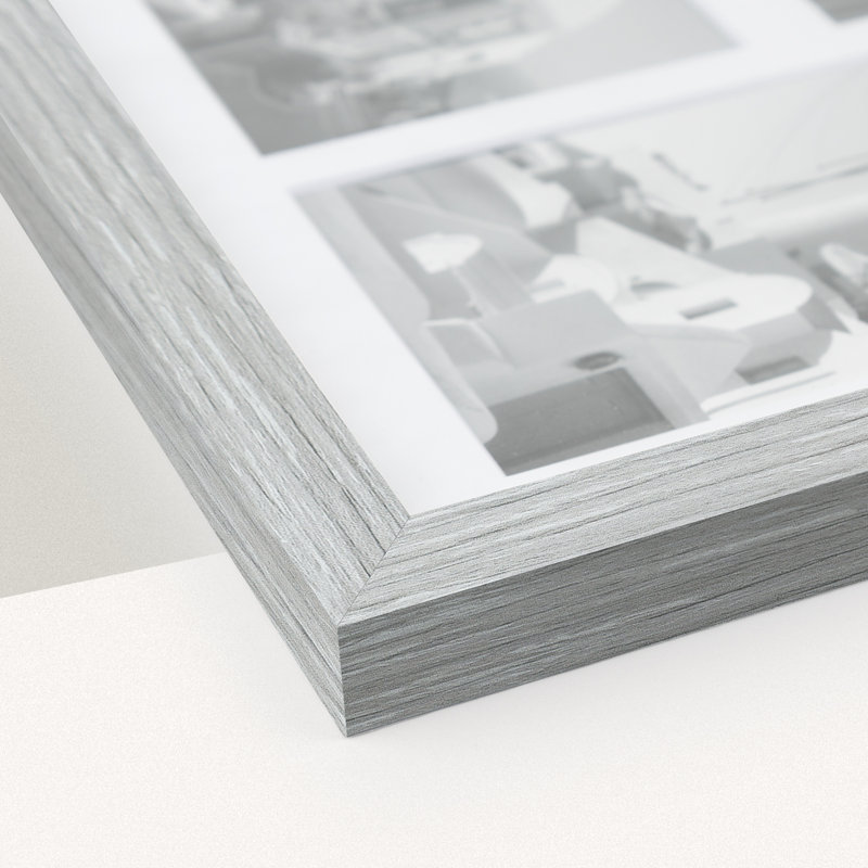 Cadre moderne en bois avec passe-partout blanc, Gris