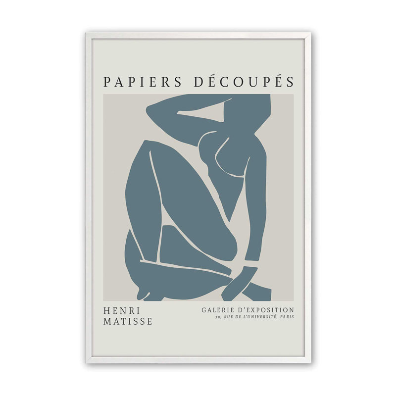 Matisse's Nude III en bleu minuit , H 21 po x l 17 po x P 1,25 po, Reproduction encadrée sans passe-partout, Blanc opaque