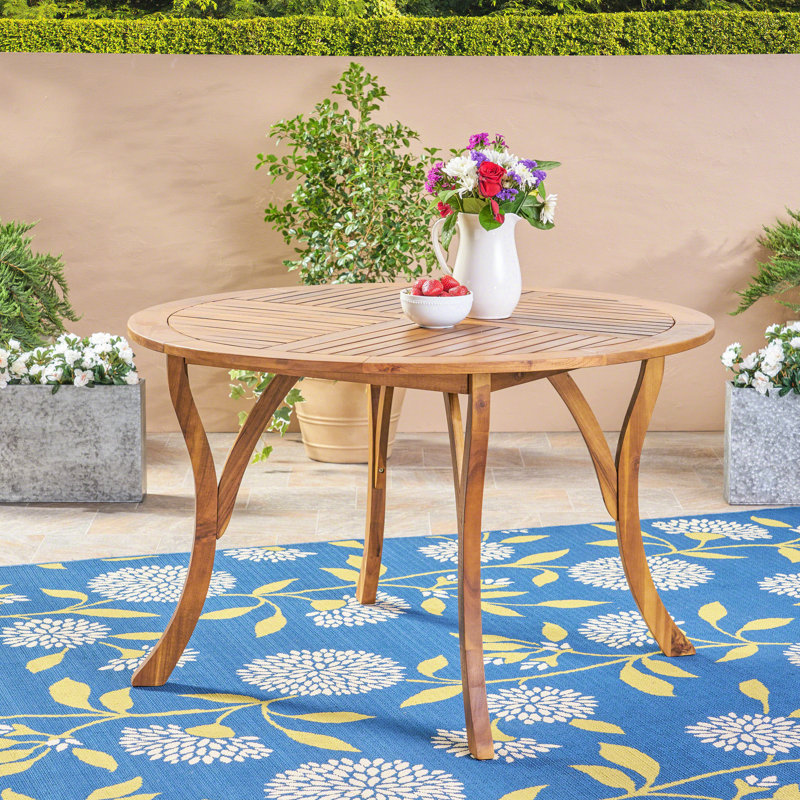 Table d'extérieur pour terrasse en bois 47, dimensions 45,86 x 45,86, finition, résistance naturelle, lignes d'assemblage requises, selon les conditions, incluse