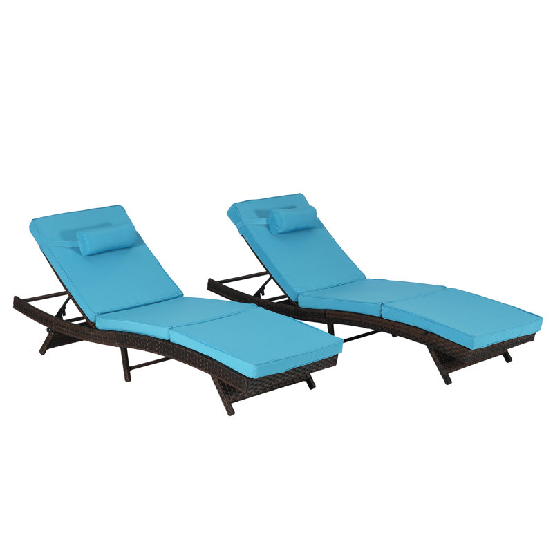 Boho Upholstered Rattan Lounge Chair Deep Seating Wicker Accent Chair with Thick Cushions & Sturdy Frame, Light Blue