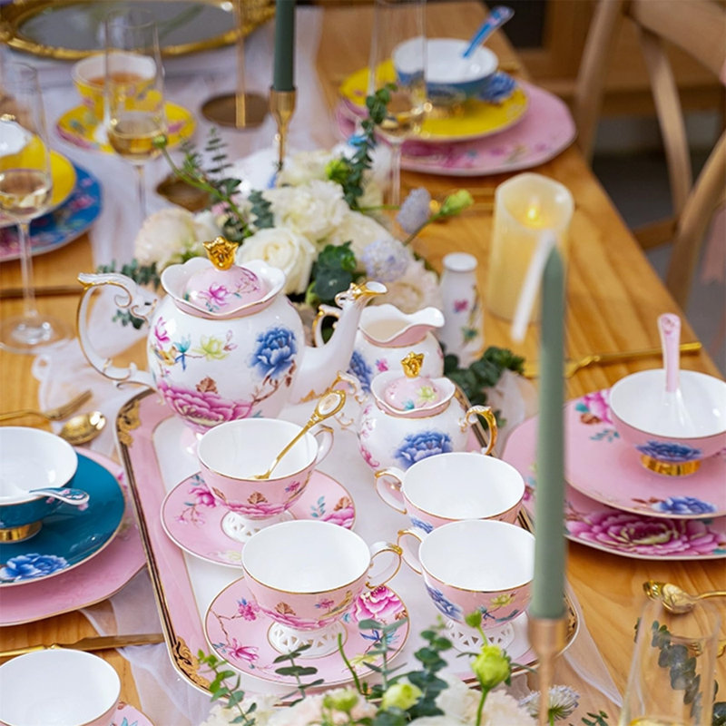 DNGJU 30.7oz. Floral Teapot Set
