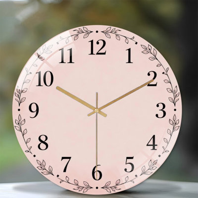 12" Round Tempered Glass Wall Clock with Silent Quartz Movement