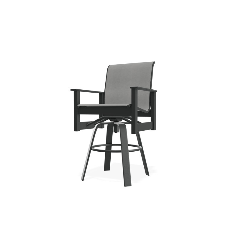 Fauteuil pivotant à hauteur de barre en polymère de qualité marine Leeward Sling, Graphite, Alliage Sunbrella®, 30"