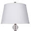 Lampe de table en métal de 28,5 po de hauteur, finition nickel satiné, conception sphérique, abat-jour en lin