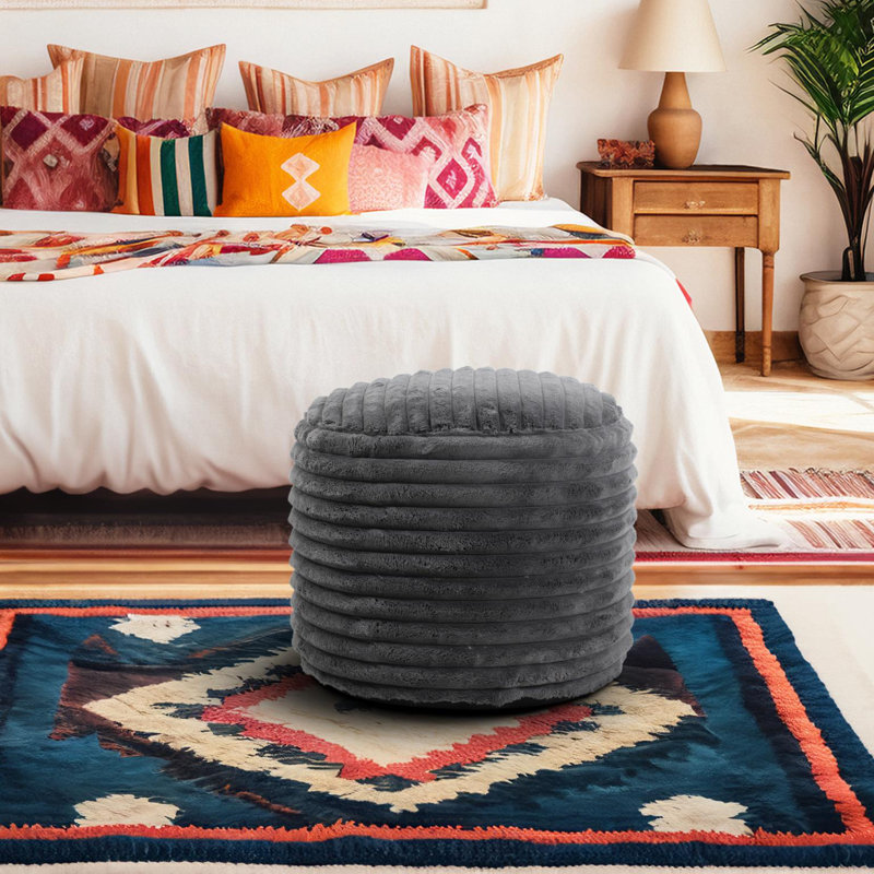 Pouf Campblin haut Shar Pei blanc, Polyester gris