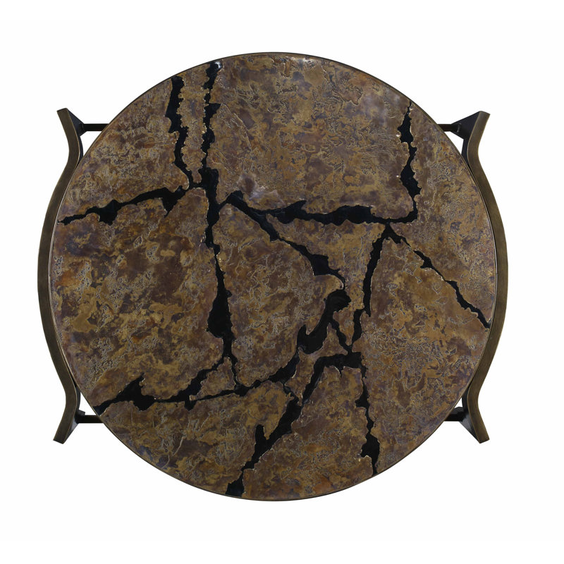 Antiqued Brass and Metal Regency Coffee Table
