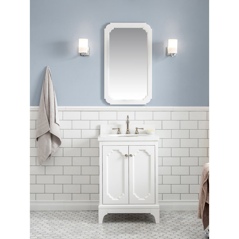 Queen 24" Single Bathroom Vanity Set with Faucet, Pure White, Hook