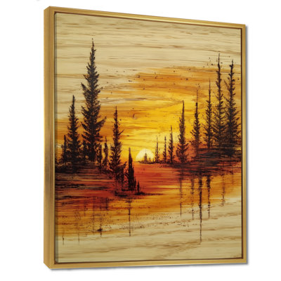 «Winter Sunset In Alaska Forest», reproduction d'art sur toile, paysage noir