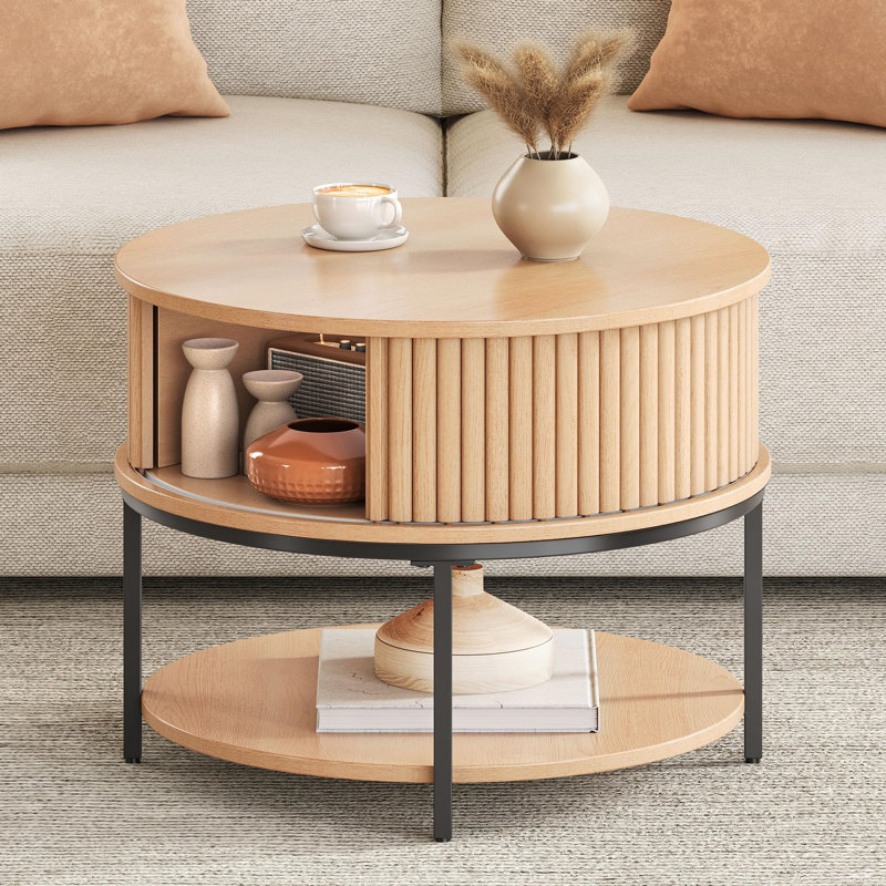 Coffee Table with Storage, Natural 