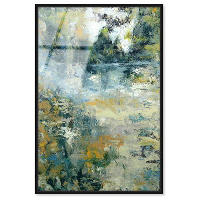 Green Moss Monet Garden Framed High-Gloss Acrylic Glass Wall Art Green Abstract Wall by Art Remedy, Black Frame, 20 x 30