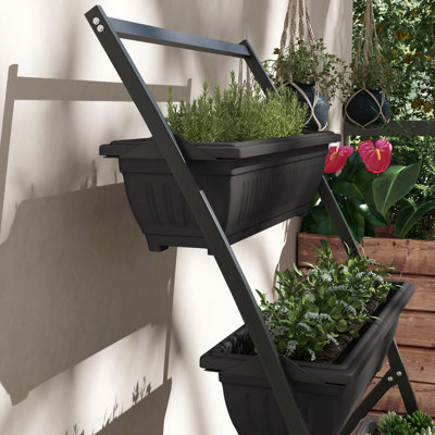 Outdoor Plant Stand Grow Container For Vegetable & Flowers,4-Tier Vertical Raised Garden Planter With 4 Boxes