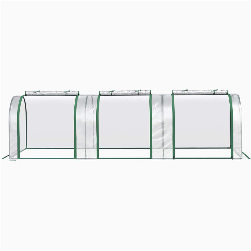 Mini serre de 10 pi x 3 pi x 2,5 pi, serre portative à tunnel avec portes à fermeture à glissière, housse imperméable aux rayons UV