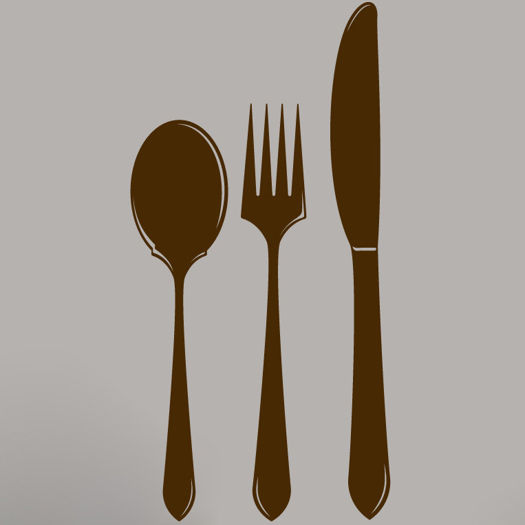 Adhésif décoratif cuillère fourchette, Brun