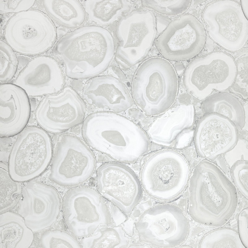 Pepper Glass Bead Finish Geometric Filo Stone Wallpaper Roll, White
