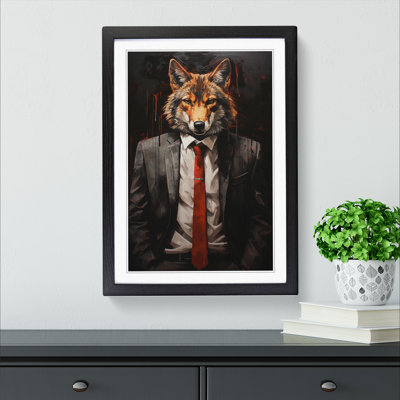 Wolf In A Suit Painting No.3 - Single Picture Frame Print on Wood