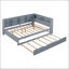 Lit de jour double en bois avec lit gigogne simple, tablette de rangement et chargement USB, parfait pour les espaces de vie modernes et fonctionnels