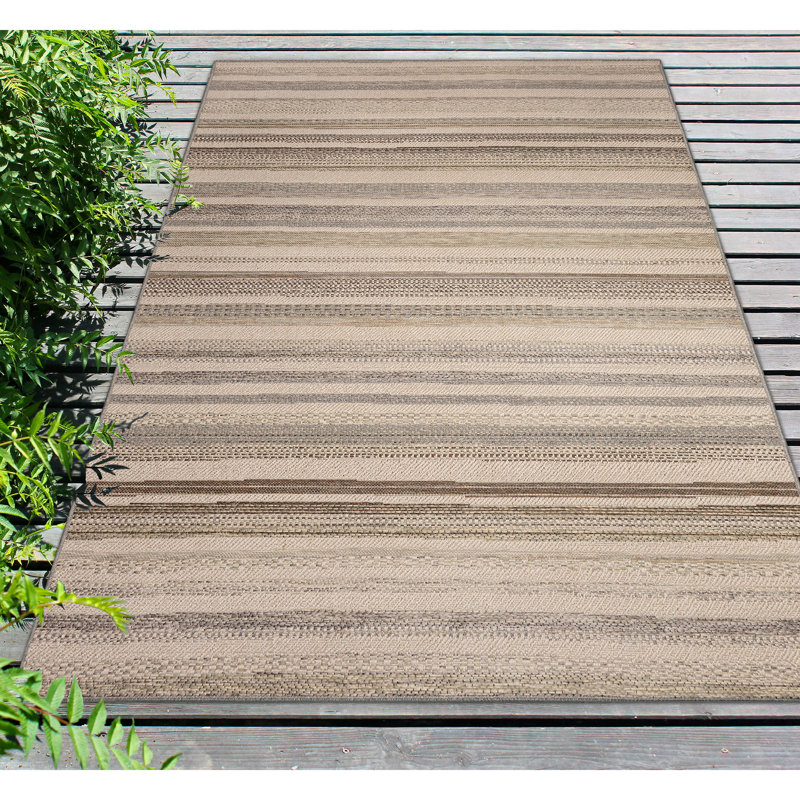 Madis Stripe Indoor/Outdoor Area Rug Neutral, Rectangle 3'3" x 4'11"