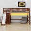 Lit mezzanine multifonctionnel avec escalier de rangement, glissade et lumières DEL-1903566120