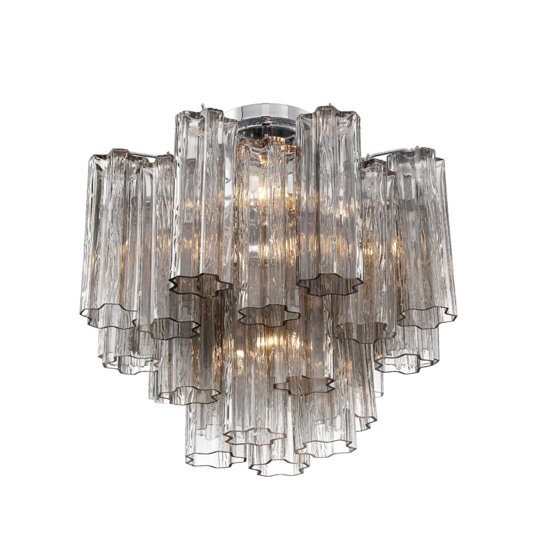 Dalores Glass Semi Flush Mount, Polished Chrome