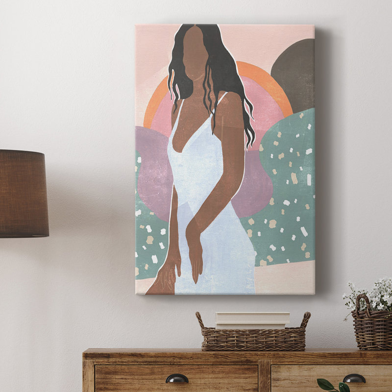Curly Lady I - galerie tendue sur mesure Cavas, H 18 po x l 12 po