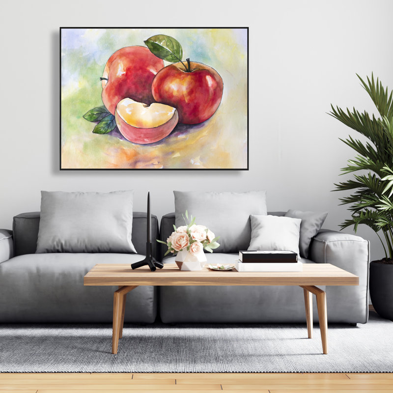 Succulent Apples - Toile encadrée vert alimentaire pour la décoration intérieure