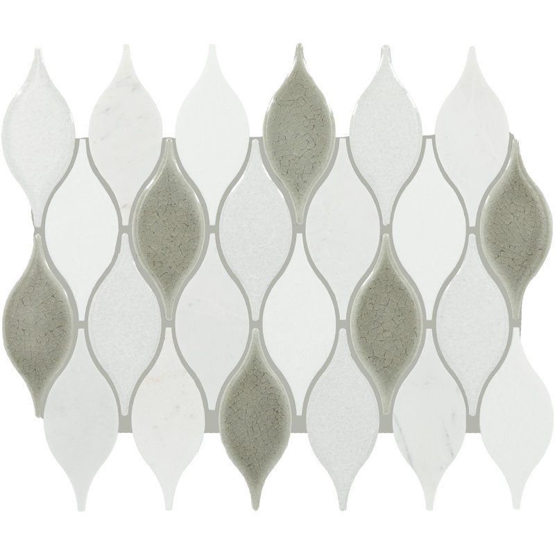 Carrelage mural en pierre naturelle 12 po x 11 po Arabesque, Vert/blanc