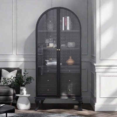 Black Glass Door Storage Cabinet China Cabinets