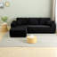 Canapé modulaire en tissu noir avec méridienne confortable, design moderne pour le salon