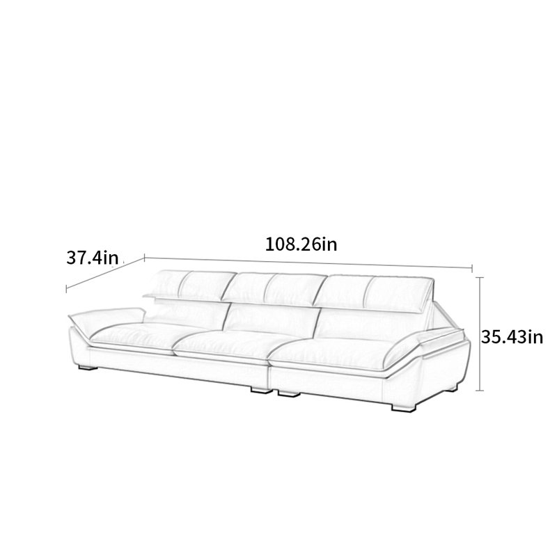 Canapé simple nordique moderne, H 35,43 po x l 108,26 po x P 37,4 po, 4