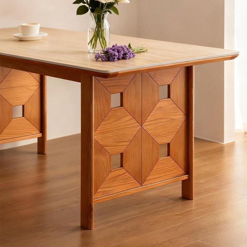Table de table en pierre frittée une pièce sans soudure, H 29,53 po x L 70,87 po x l 35,43 po, Beige, Brun
