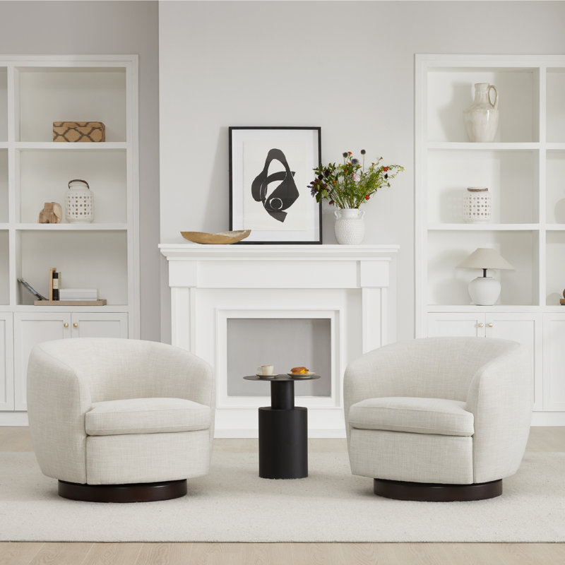 Fauteuil demi-tonneau pivotant rembourré Marcy, Lin Performance Effie