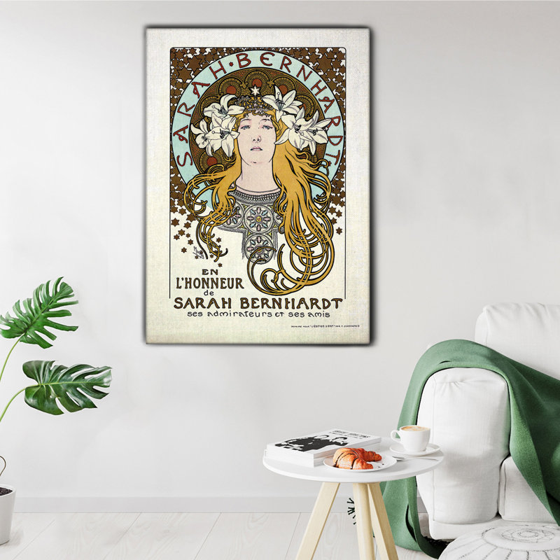 in Onore di Sarah Bernhardt by Alphonse Mucha - Rectangle Print on Canvas, 135cm H x 95cm W
