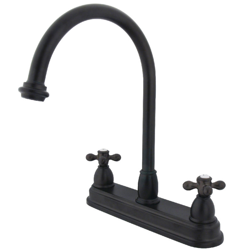 Kingston Brass Restoration Two-Handle 3-Hole 8" Centerset Kitchen Faucet, Oil Rubbed Bronze