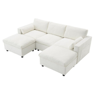 86'' Upholstered Sectional Sofa with Ottoman