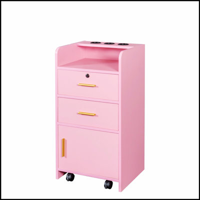 Armoire de rangement verrouillable pour salon de beauté avec support pour sèche-cheveux et plusieurs tiroirs pour équipement de styliste